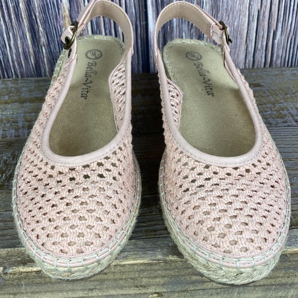 Bella Vita Women's Espadrille Wedge Sling Back Sandal In Blush Crochet- Sz 6.5 N - Picture 2 of 13